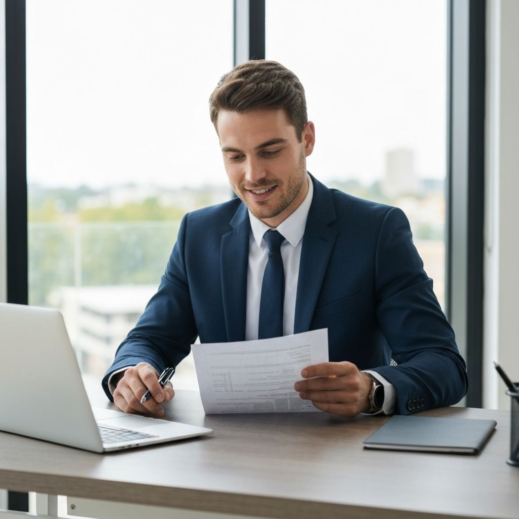 Estate agent reviewing tenant applications