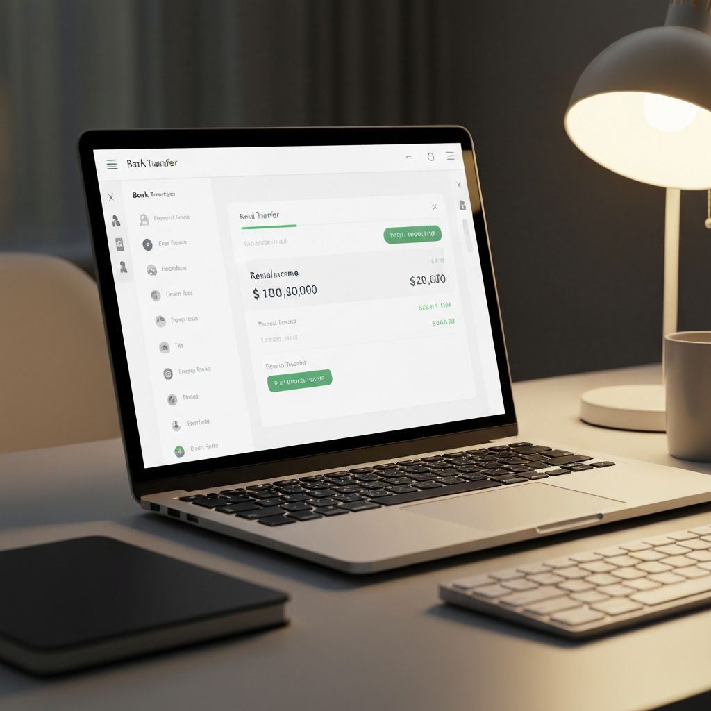 Online banking dashboard showing rental income