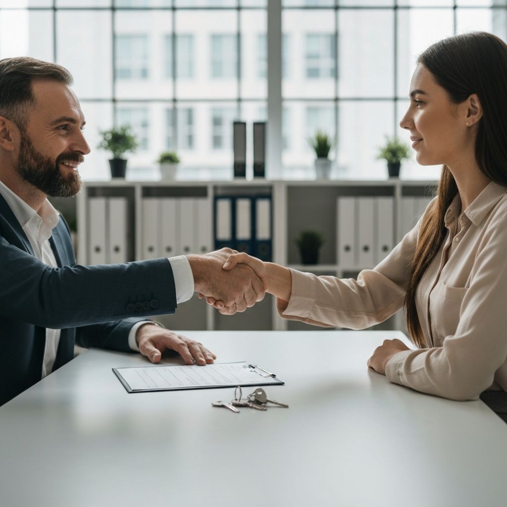 Landlord and tenant signing a tenancy agreement