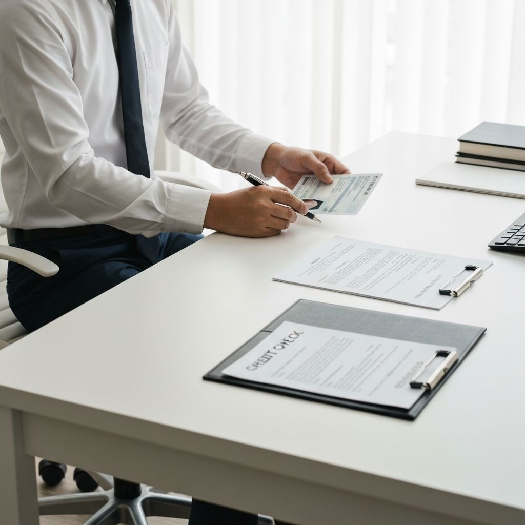 Professional reviewing tenant reference documents