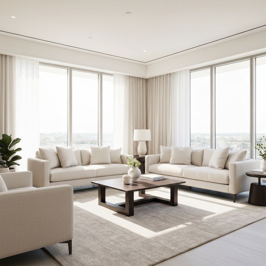 Bright, relaxed serviced apartment living space for short stays